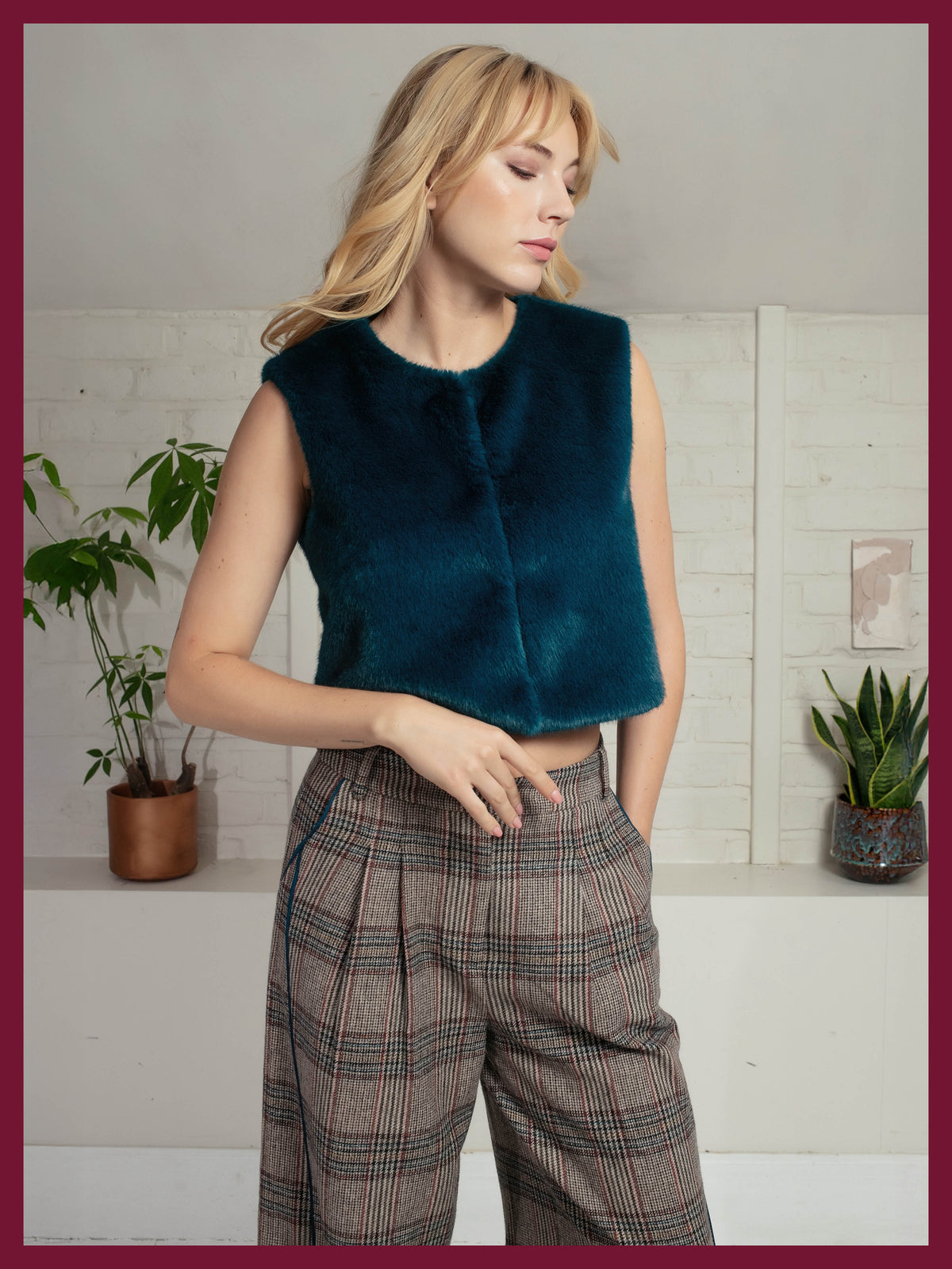 Edelweiss Faux Fur Gilet - Teal