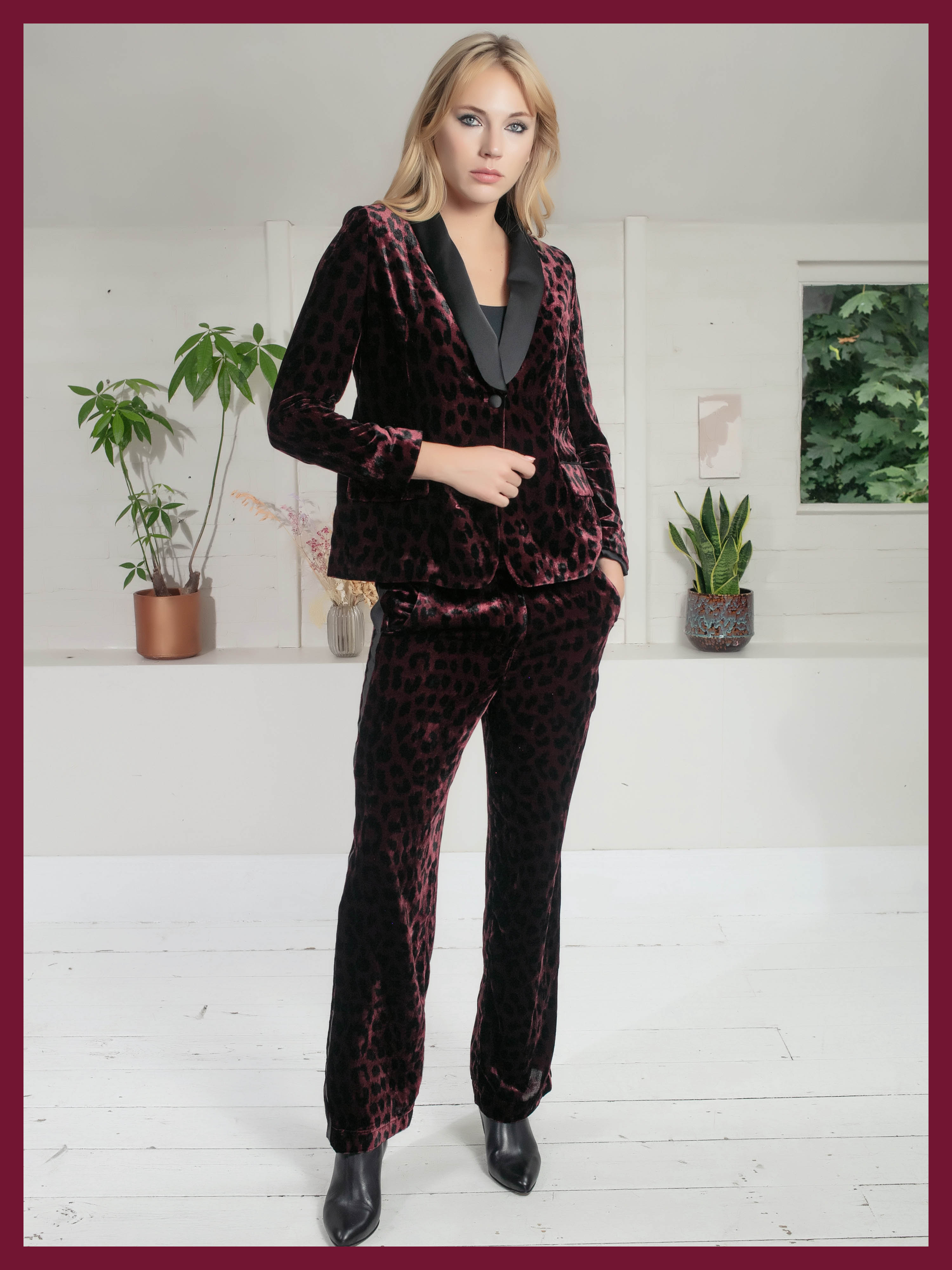 Sonia Tuxedo In Plum Leopard