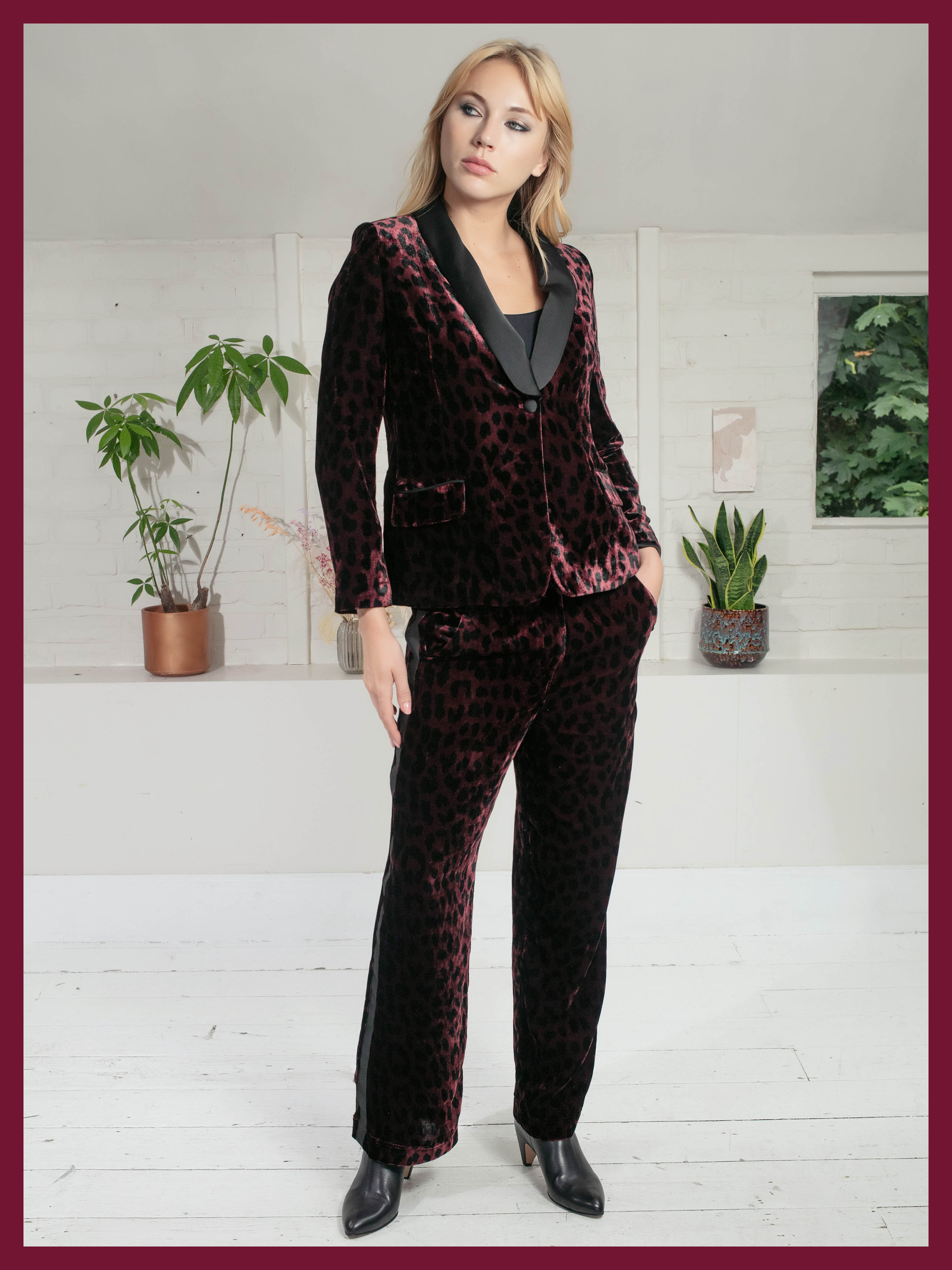 Sonia Tuxedo In Plum Leopard