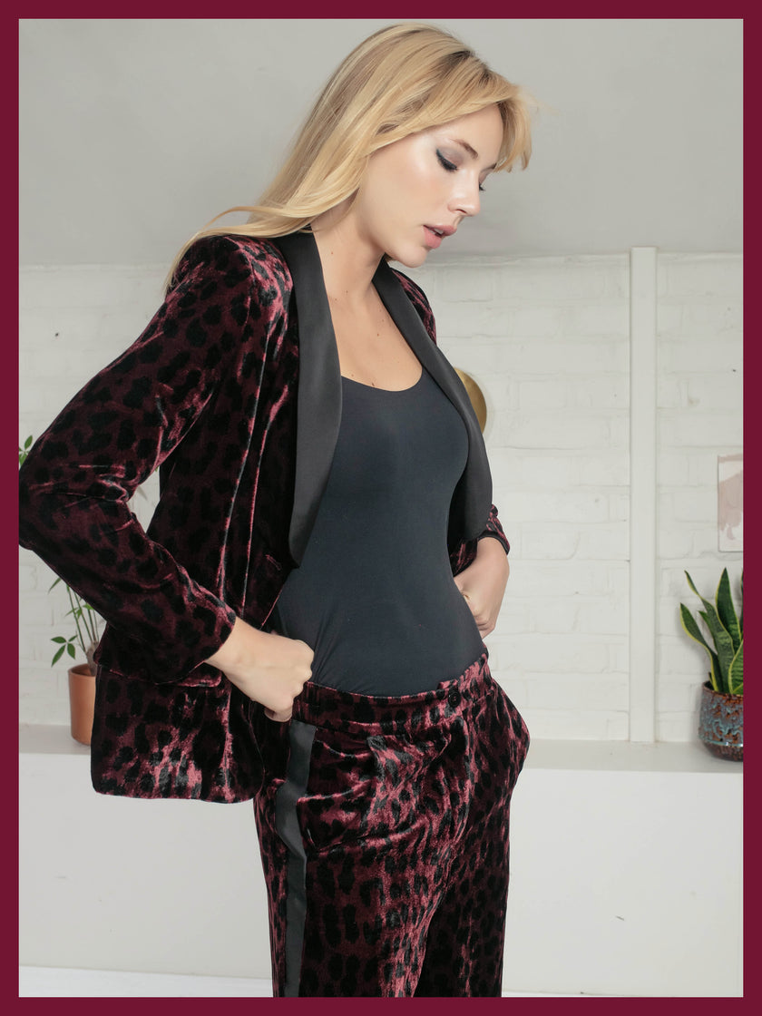Sonia Tuxedo In Plum Leopard