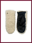 Women's cream faux fur lined leather mittens for winter