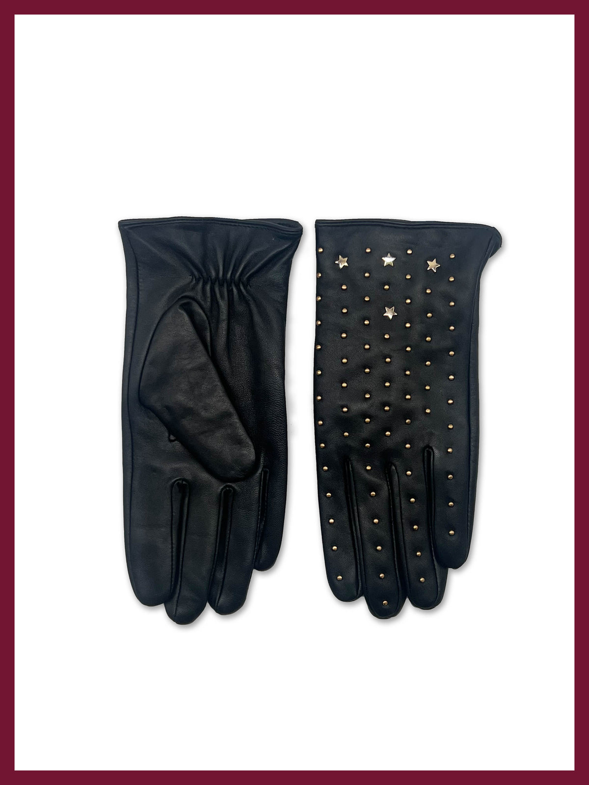 Women's black leather studded gloves for edgy winter style