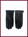 Women's black leather studded gloves for edgy winter style