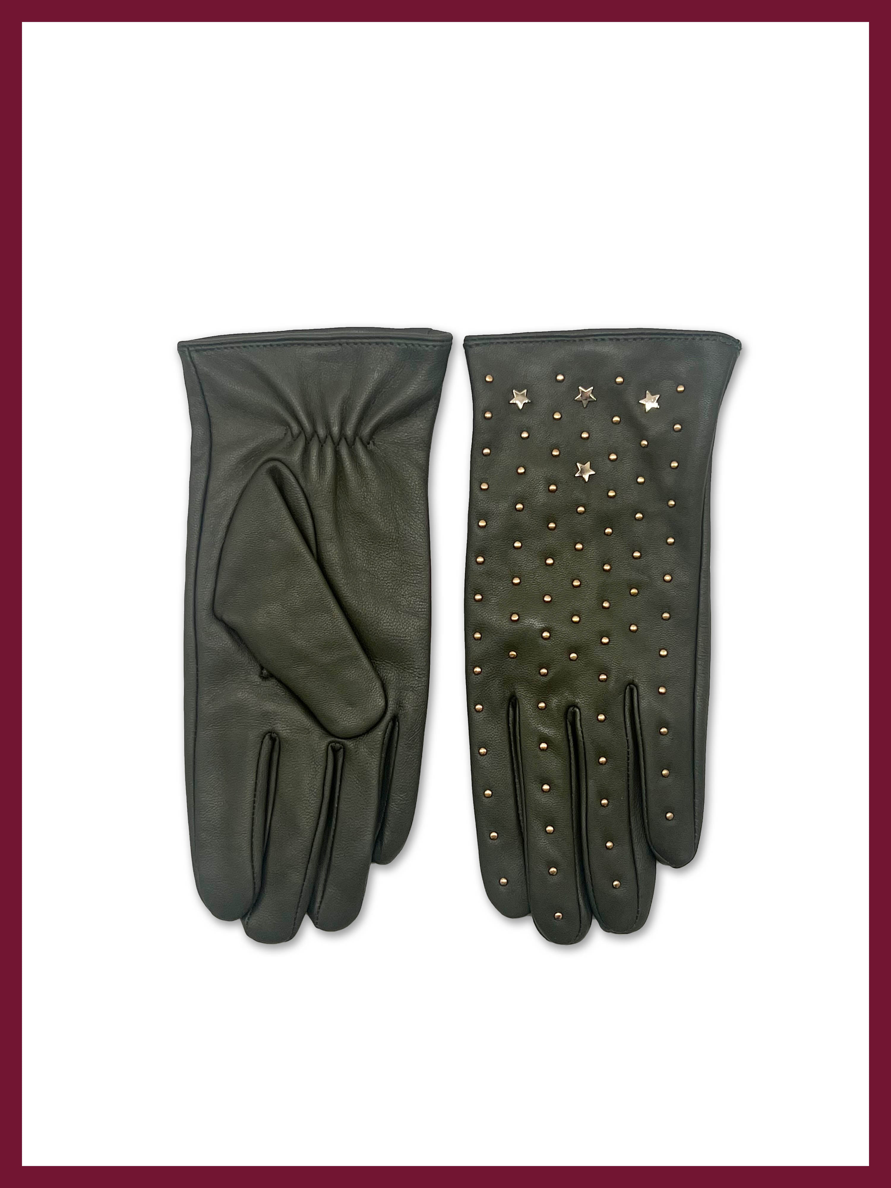 Tishan Studded Gloves in Khaki