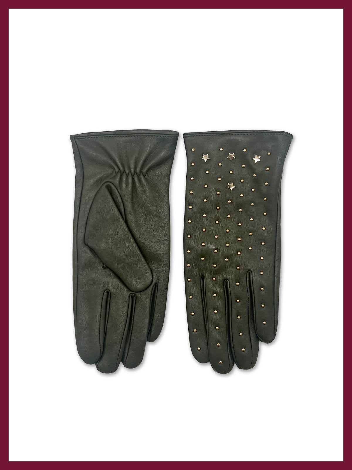 Tishan Studded Gloves in Khaki
