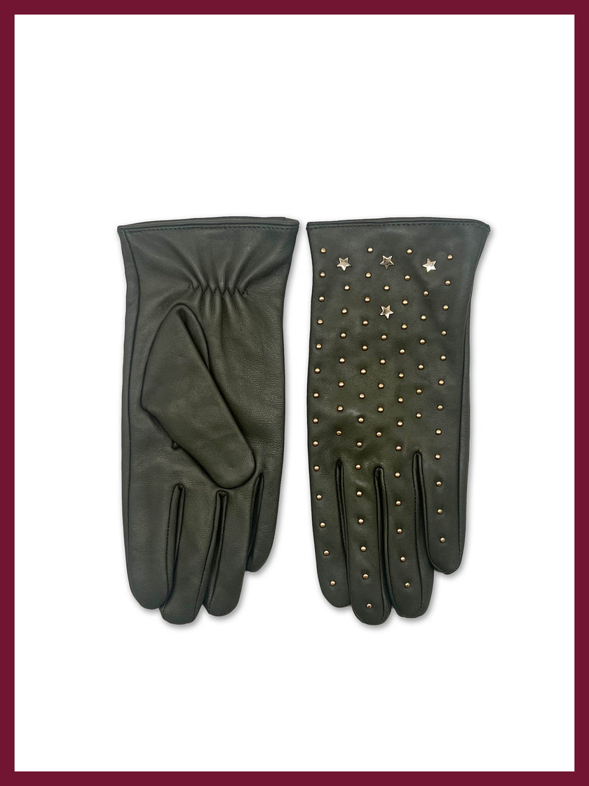 Tishan Studded Gloves in Khaki