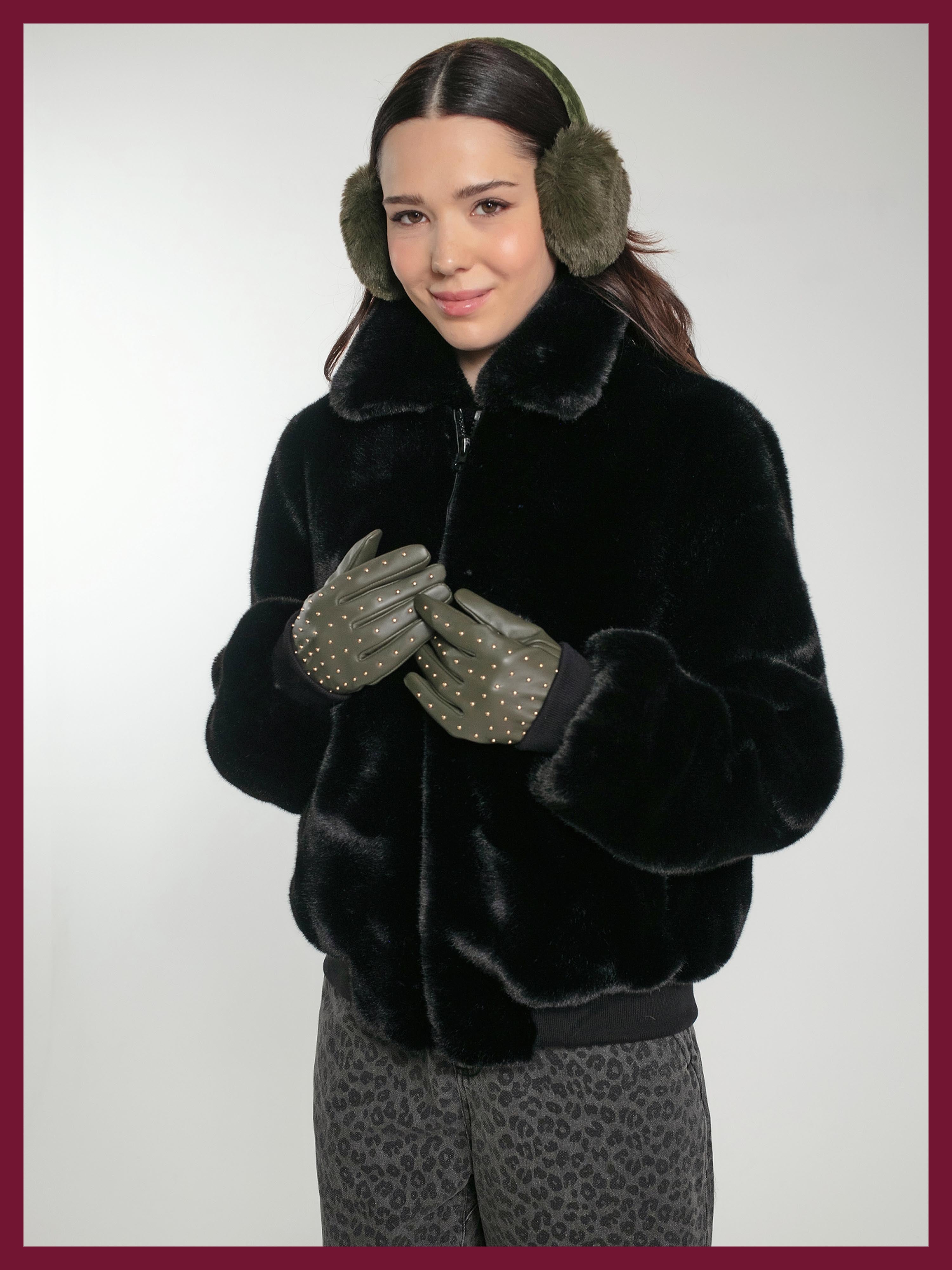Beatrix Faux Fur Bomber In Black