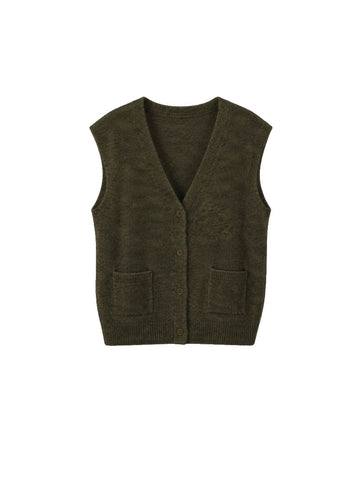 Castlerock Sleeveless Buttoned Cardigan - Military