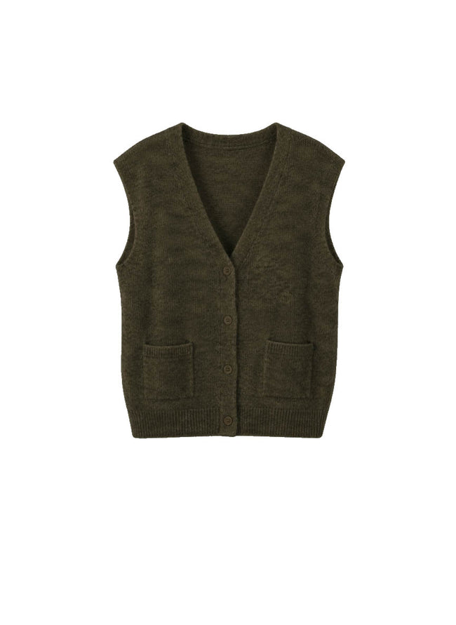 Castlerock Sleeveless Buttoned Cardigan - Military