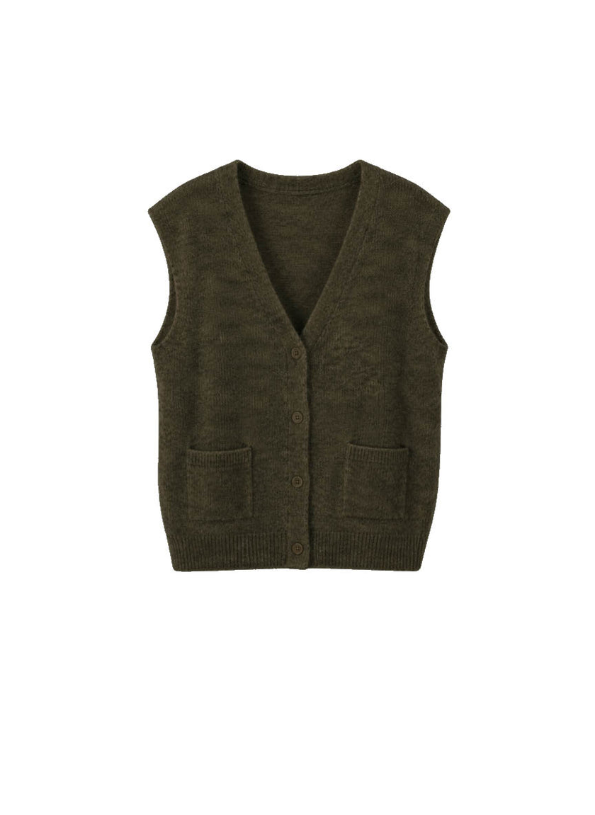 Castlerock Sleeveless Buttoned Cardigan - Military