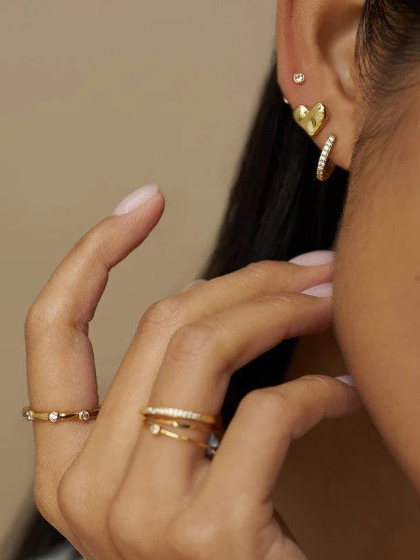 Orelia Molten Heart & Pave Hoop Earring