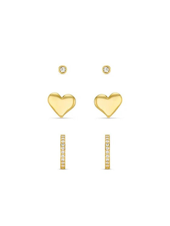 Orelia Molten Heart & Pave Hoop Earring