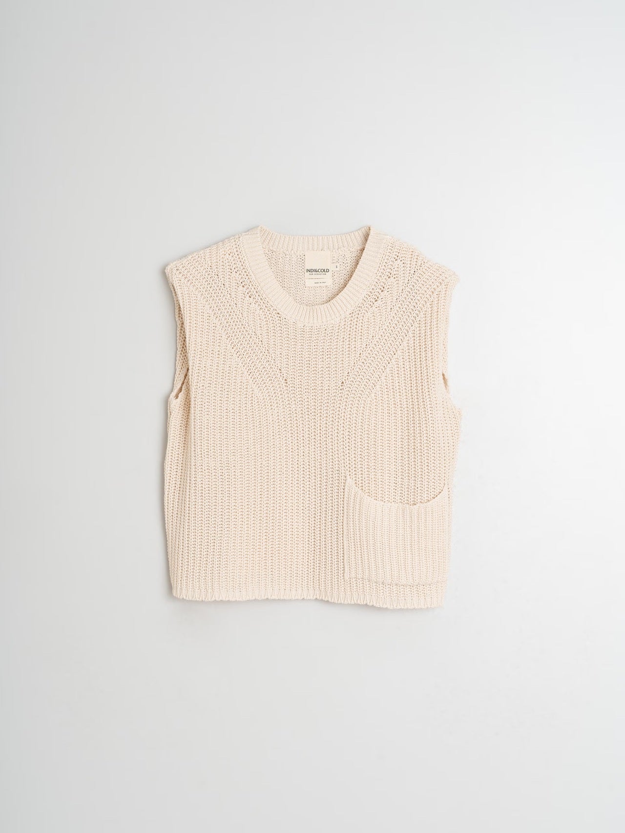 English Rib Knit Vest - Cream