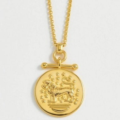 Leo Lion T Bar Necklace - Gold
