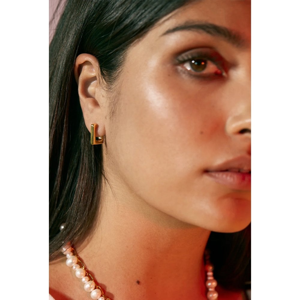 Square Hoop Earrings - Gold Plated
