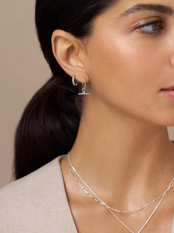 Orelia Pave Mini Micro Hoop Earring