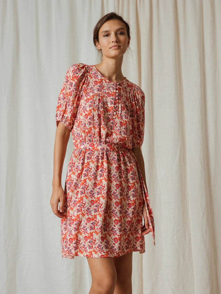 CORAL FLORAL DRESS