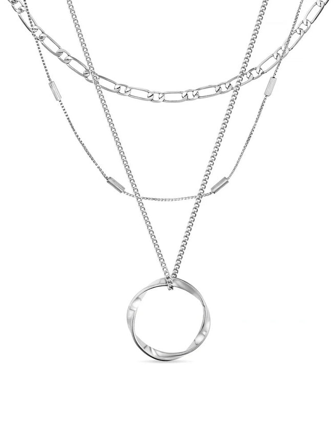 Orelia Open Circle Chain 3pk-SILVER