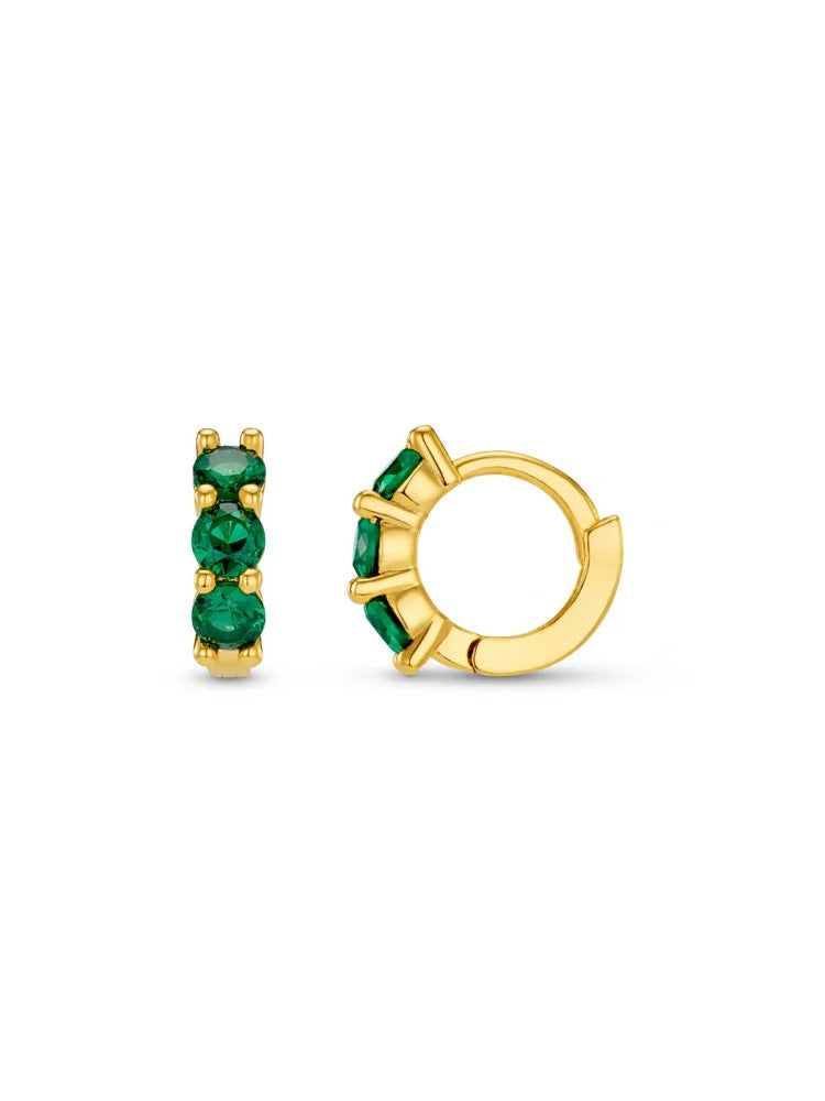 Orelia Emerald Stone Mini Micro Hoops
