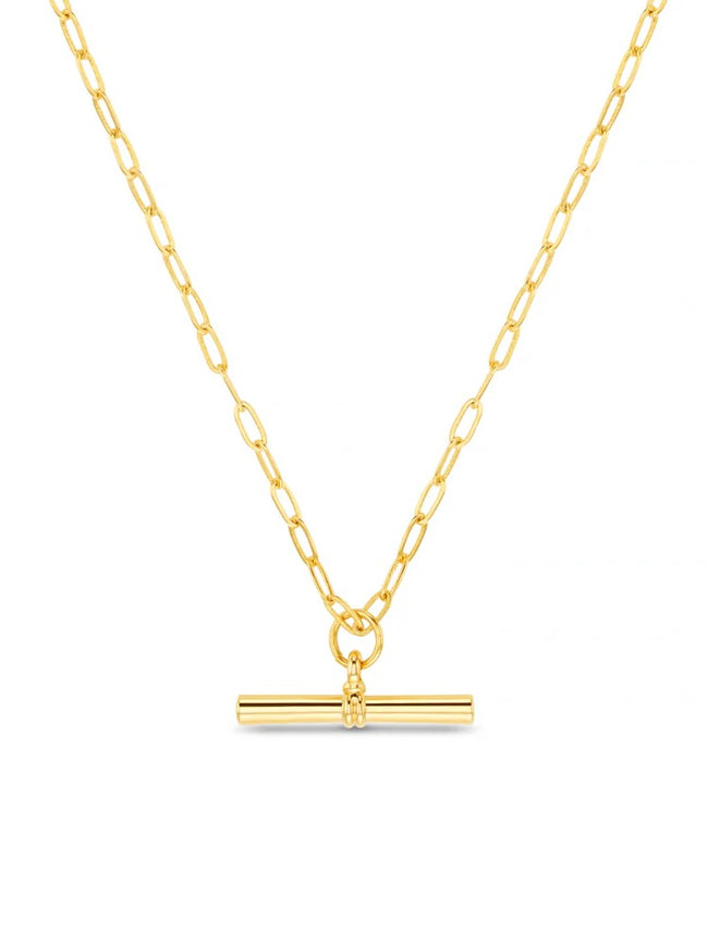 Chunky T-Bar Mid Length Necklace-GOLD