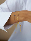 Semi-Precious Sodalite Chip & Snake Chain 2-Row Bracelet