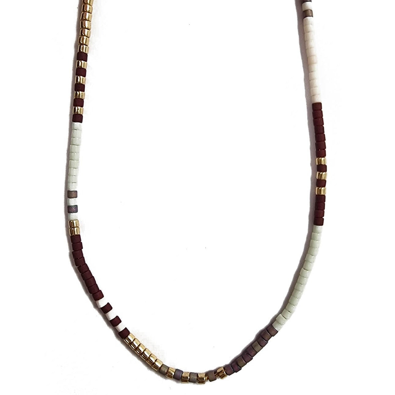 Beaded Necklace - Dark Red Mix