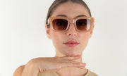 Rosie Vintage Rectangular Sunglasses In Pink