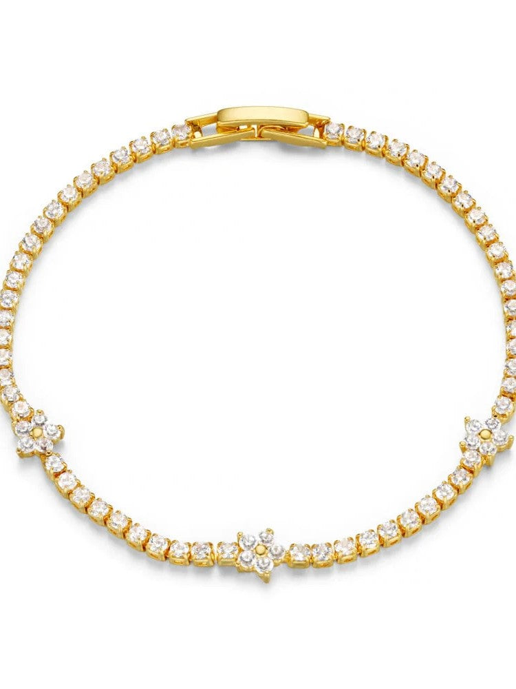 Flower Stationed Tennis Bracelet