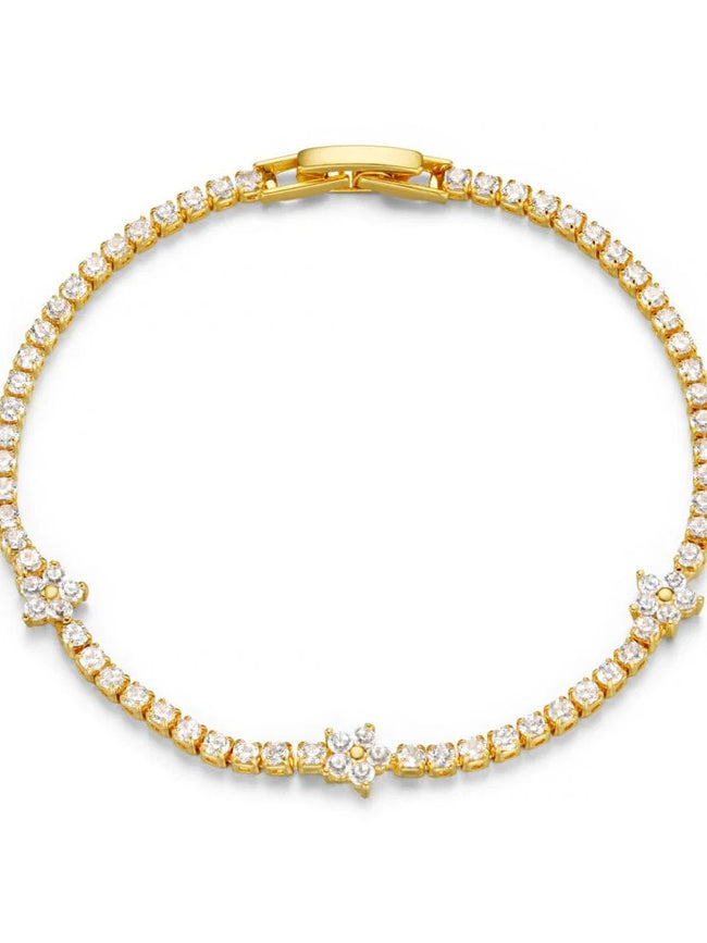 Flower Stationed Tennis Bracelet