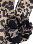 VERA CORSAGE SCARF IN BROWN LEO