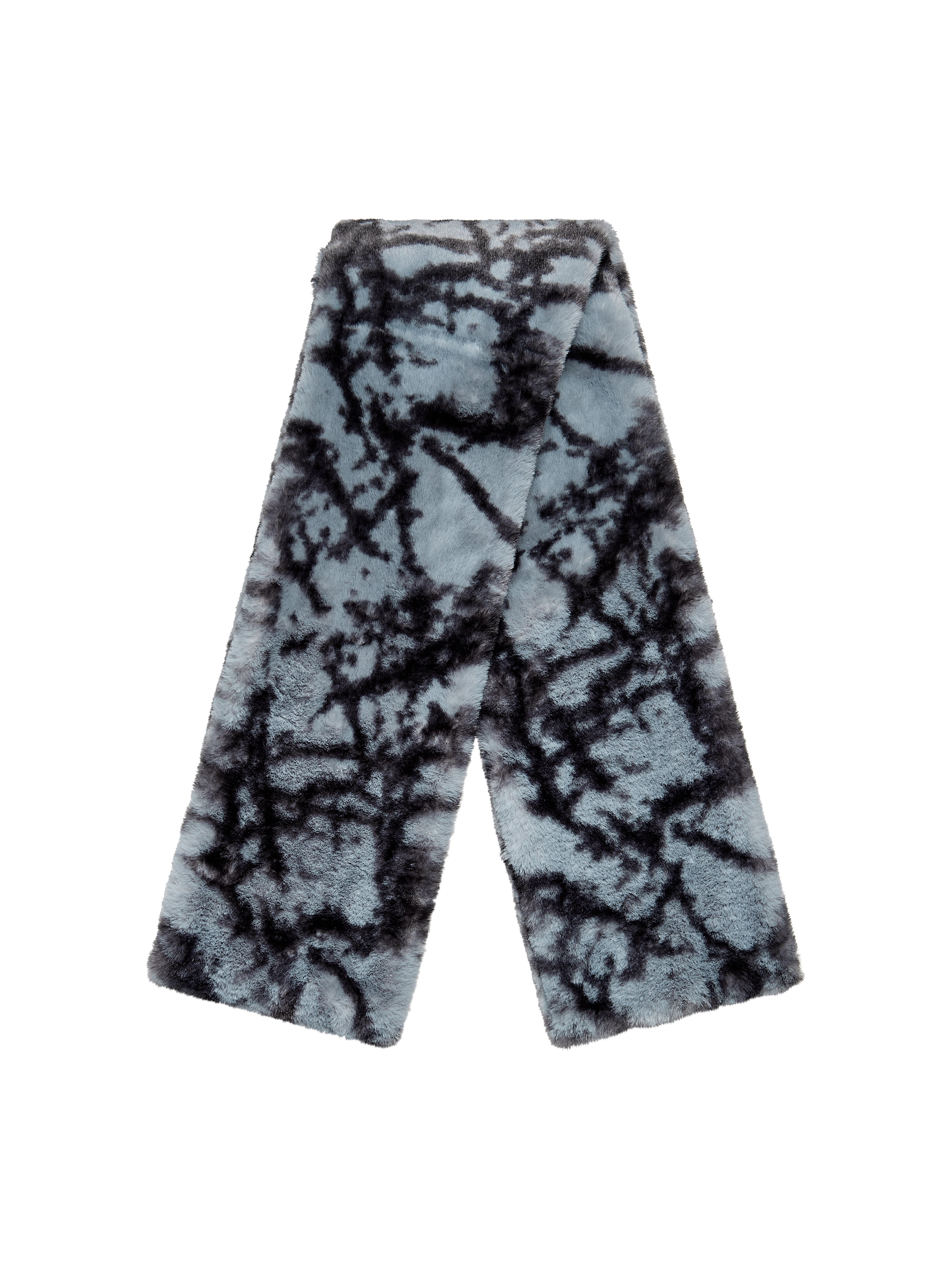 CAMO FAUX FUR SCARF-BLUE