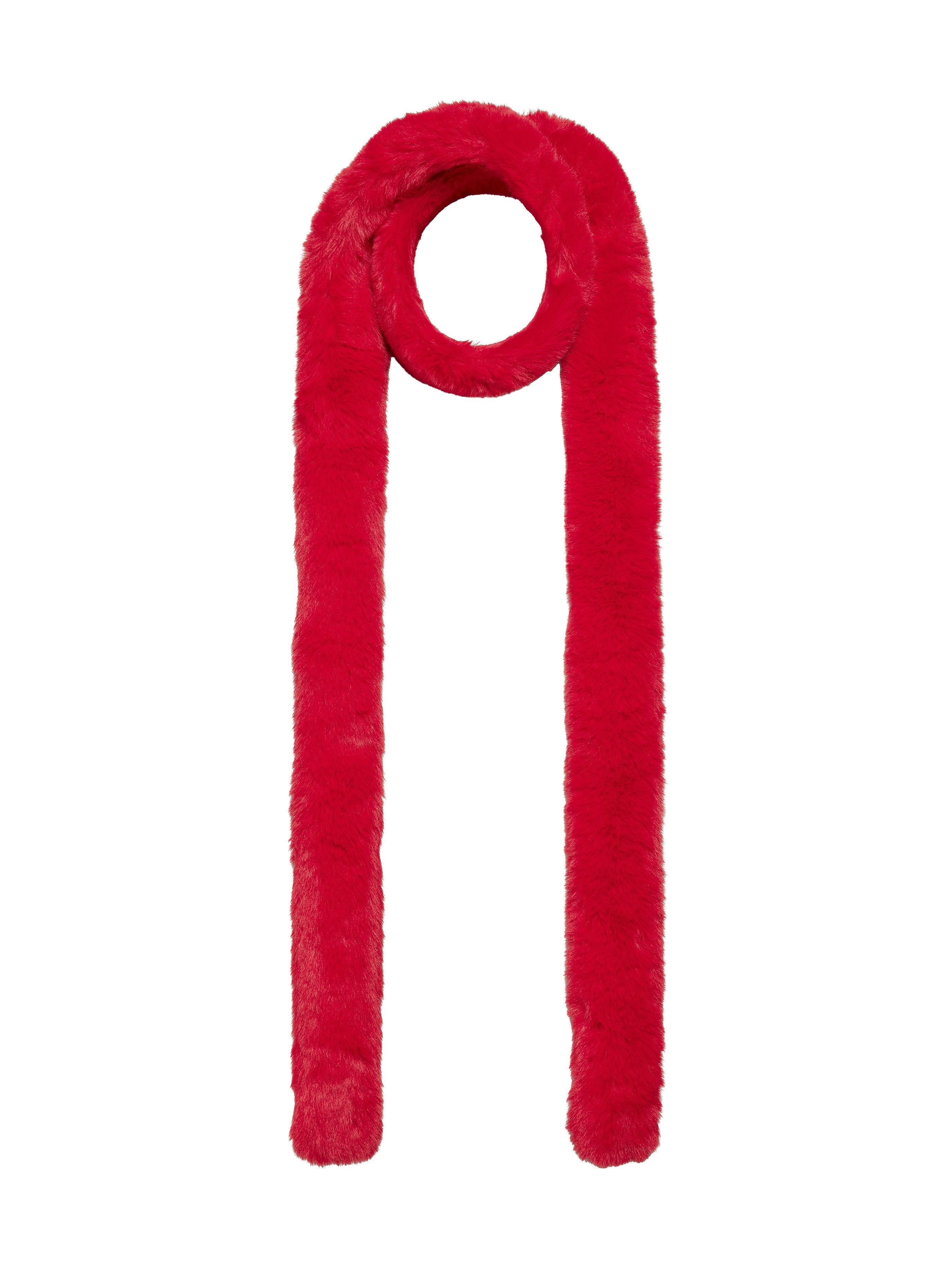 PASHA FAUX FUR SCARF-RED