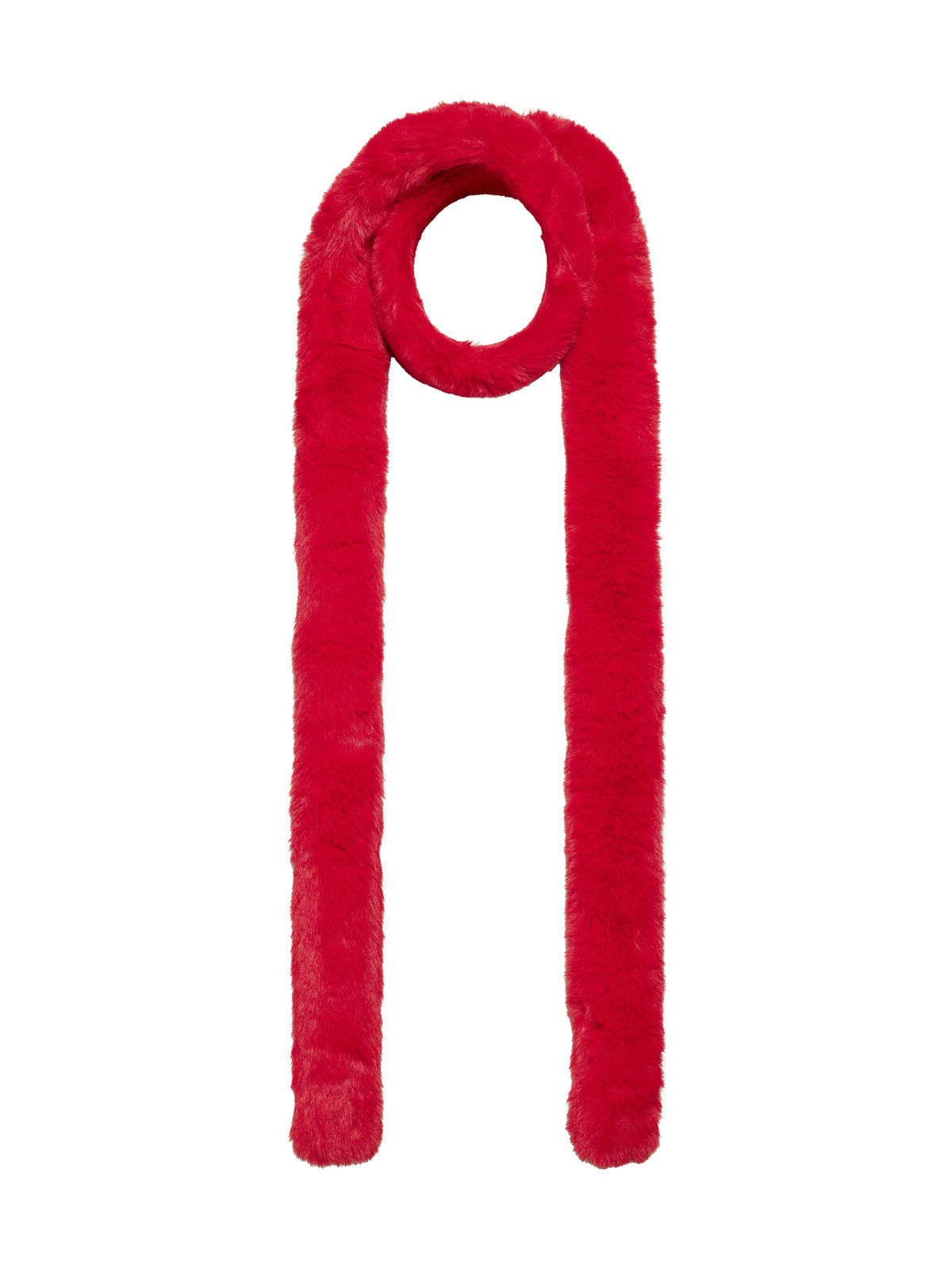 PASHA FAUX FUR SCARF-RED