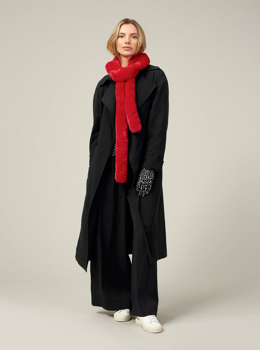 PASHA FAUX FUR SCARF-RED